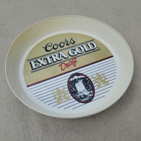 Vintage Coors Extra Gold Draft Promotional Round Beer Tray - Picture 3 of 8